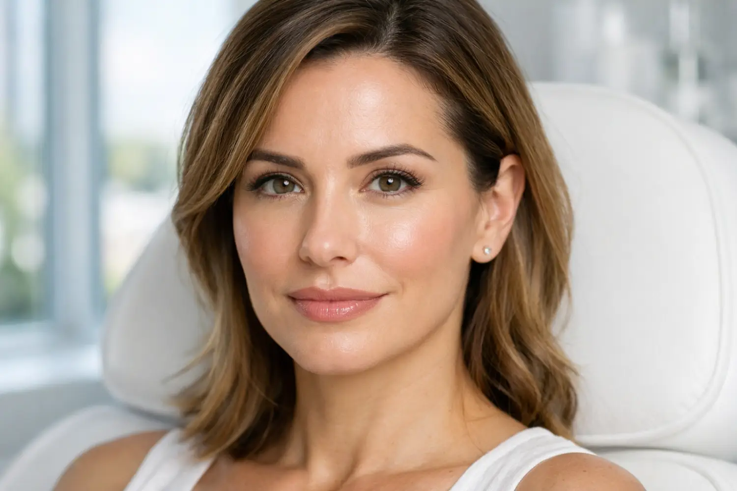 woman with smooth natural-looking skin after facial rejuvenation treatment